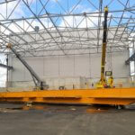 Double girder overhead crane with electrohydraulic grab instalation_Strele industrial